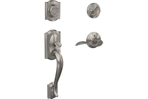 SCHLAGE F60 V CAM 619 ACC Camelot Front-Eingang-Griffe mit Akzenthebel, Riegelschloss, einseitig geschlossen, satiniertes Nickel