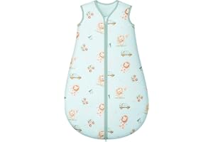 Yukkidds Baby Sleeping Bag 100% Cotton Summer Sleeping Bag, Green Lion, 6 - 12 months