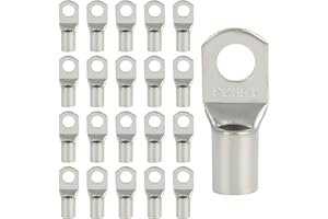 QIDARUSXL 20 Pezzi Capicorda – 35mm2 Capicorda a Occhiello M8 in Rame Ispessito, Terminali a Crimpare ad Anello, Connettori SC Non Isolati, per Auto e Sistemi Elettrici (Argento, SC35-8)