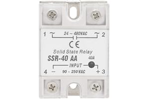 ELPRICO Solid State Relay, SSR-40AA 40A Solid State Relay Module AC-AC Input 90-250V AC Output 24-480V AC