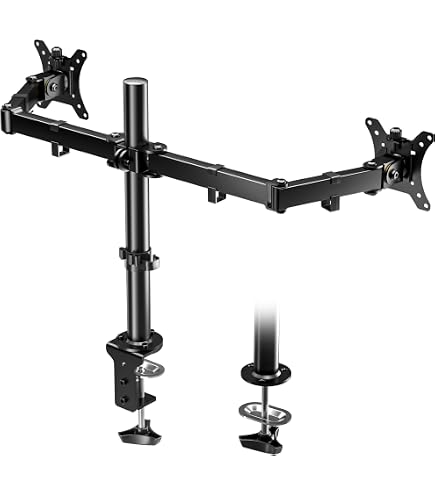Support Double Écran Redbat Pour Moniteurs 13-27" - Bras Réglable Hauteur, Pivotant - VESA 75/100
