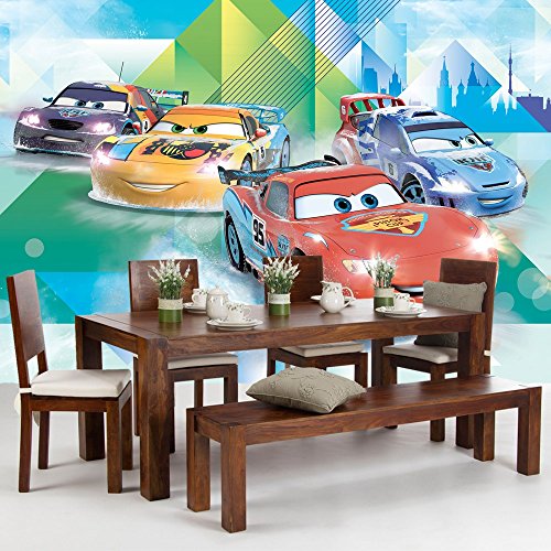 Vlies Fototapete PREMIUM PLUS Wand Foto Tapete Wand Bild Vliestapete – Disney Pixar Cars Kindertapete Lightning McQueen – no. 2151, Größe: 254 x 184 cm Vlies - 5