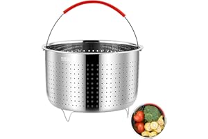 SVUPUE Panier Vapeur, Cuit-Vapeur en Acier Inoxydable 304, OD 21,6cm, Petit Cuit-Vapeur, Cuit-Vapeur en Acier Inoxydable avec Poignée en Silicone pour Cuire Les Légumes, Casseroles, 6L