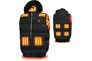 Rrtizan Beheizte Weste, Elektrische USB Beheizte Jacke für Herren und Damen, 3 Temperaturstufen Elektrisch Heizweste, Wasserschutz, Winter Warme Heizweste für Outdoor Camping Skifahren