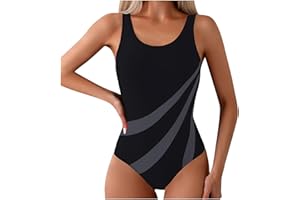 duxyoz Women Swimwear One Piece Tummy Control Swimsuit Ladies Swimming Costumes Athletic Sporty Push Up Padded Bathing Suit Retro Vintage Scoop Back Slimming Modest Monokinis Ladies