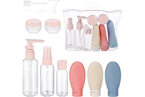 AUXSOUL 11 Stück Reiseflaschen Set zum Befüllen, Reise Befüllen Toilettenartikel mit Tasche, Auslaufsicher Reisegröße Behälter, NachfüLlbar Leere Reiseflaschen für Toilettenartikel