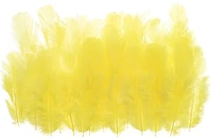 PATIKIL 1.5-3 Inch Saddle Hackle Rooster Feather, 300 Pcs Bulk Natural Feathers Fluffy Craft Feathers for Dream Catcher Earrings Pendant, Yellow