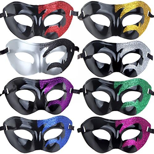 BundleMall Masquerade Venetian Halloween Masks Mardi Gras Evening Prom Party Masks pack of 8 (Color 36-8pc)