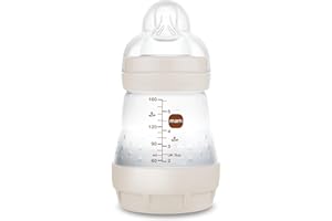 MAM Biberon anti-coliques, nouveau-né, 0-2 mois, 160 ml, avec tétine 1 flux lent en silicone, facile à accepter, auto-stérilisable et facile à nettoyer, Easy Start Anti-Colic, neutre mat, lot de 1