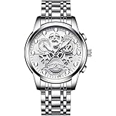 JewelryWe Pair of Watches Digital Watch Stainless Steel Binary Watch Rectangle Bezel LED Sports Watch Blue LED Light Calendar Fashion Cool Partner Watch for Men Women Black / Silver