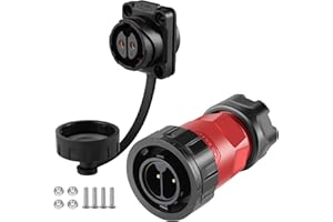 CNLINKO YM-20 2 PIN Waterproof Connector, IP68 Circular Connector, Quick Plugging Aviation Connector, PBT Plastic Shell Solder Connector M20 Male -Female Flange Socket (4 Hole Model)