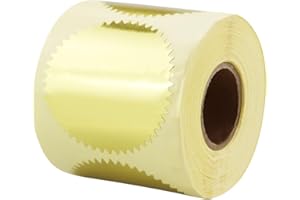 HXMJIED 2inch Certificate Wafer Gear Labels, Gold Foil Stickers, Serrated Edge, for Personalised Embossing Stamp, Certificates and Awards