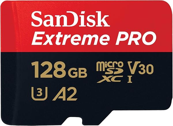 SanDisk 128GB Extreme PRO microSDXC card + SD adapter + RescuePro Deluxe, up to 200 MB/s, with A2 App Performance, for smartphones, action cameras or drones UHS-I Class 10 U3 V30 - 1