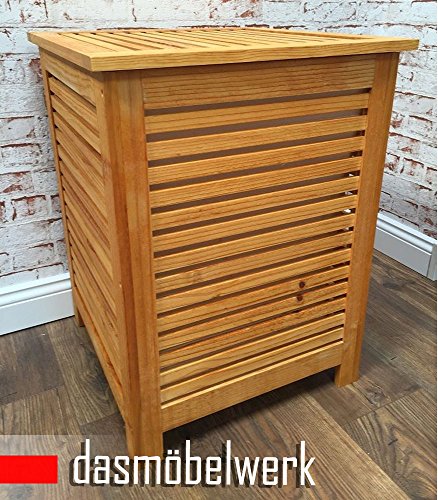Großer Wäschekorb Wäschebox aus Holz mit Baumwollsack 46 x 46 x 60 cm - 3