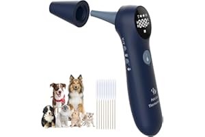 MINDPET-MED Pet Ear Thermometer for Dogs, Cats, and Livestock, Long Probe Designed, ℃/ ℉ Convert and Sound Switch Dedicated Button, 1 Second Measurement, 20 pcs Pet Swabs Included