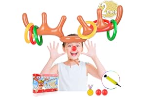 Inflatable Reindeer Antler Game, 2 Antler, 12 Rings Inflatable Reindeer Ring Toss Christmas Party Games, Christmas Family Games by AniSqui