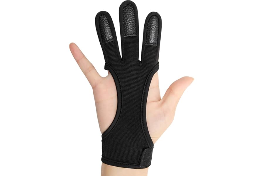 COITEK Archery Finger Glove S M L XL Black Feather Bow Shooting Hunting Protect Gloves for Male Female Youth Adult