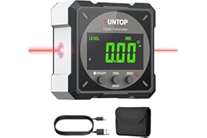 XUNTOP Angle Finder Digital Angle Finder with Laser, 4-Side Strong Magnetic Angle Gauge IP54 Waterproof Inclinometer Level, Craftsman's Choice for Woodworking Renovations-Black