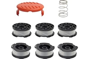 AMZSKU Lot de 6 bobines de fil A6481 A6485 pour coupe-bordure Black Decker STC1820CM STC1820PC STC1820EPC STC1840EPC ST5530 ST1823 GLC1823L20 (6 Pack + 1 Copertura + 1 molla)