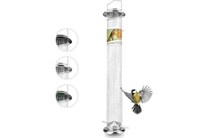 WILDTIER HERZ cœur d'animal Sauvage I Mangeoire Oiseaux Exterieur en métal Inoxydable I Distributeur Graines Oiseaux I Mangeoire à Oiseaux Distributeur Suspendu Imperméable (52cm, Argent)