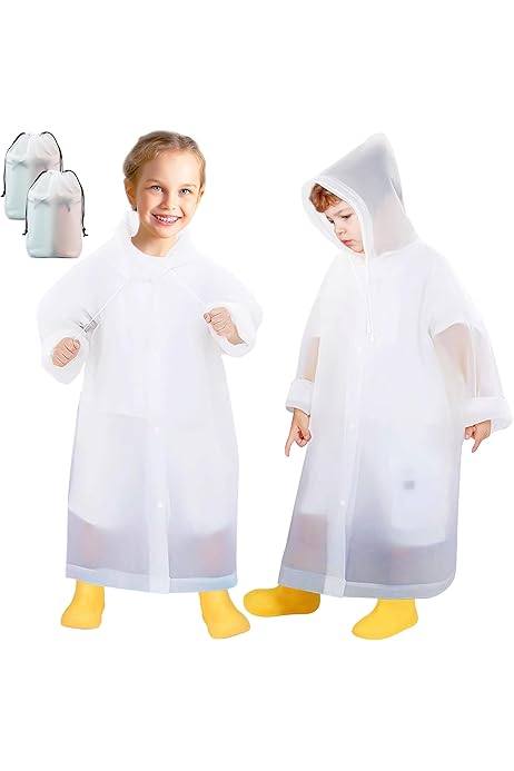 Mantella Antipioggia Bambini 2 Pezzi - Impermeabile Riutilizzabile In EVA, Con Cappuccio, Per Outdoor