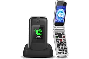 Tosaju 4G Seniorenhandy ohne Vertrag Klapphandy Mobiltelefon Einfach Großtasten Handy für Senioren mit Ladestation Notruftaste Dual-SIM 1200 mAh Akku Lange Standby 2,8 und 1,77 Zoll Farbdisplay