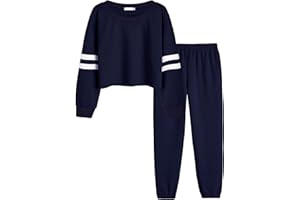 Arshiner Set di Tute da Bambina per Bambini 2 Pezzi Abbigliamento da casa Completi Sportivi da Ragazza Crop Top Felpe con Cappuccio Felpe e Pantaloni Sportivi a Maniche Lunghe 5-13 Anni