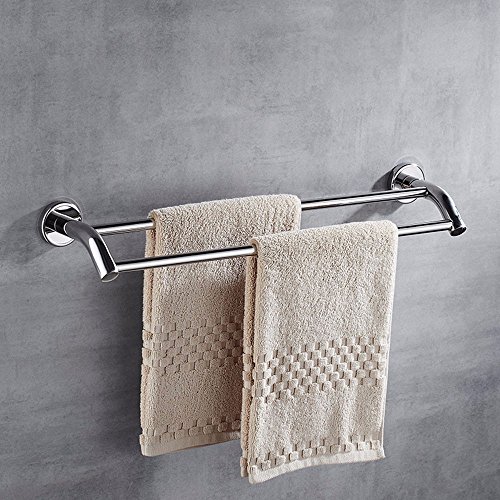Preisvergleich Produktbild GGHYYO Badetuchstange Handtuchstange Badezimmer Handtuchhalter Edelstahl plus Dick Double Bar Stanzen 60cm