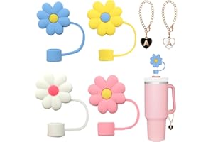 HDKAJL Stanley Cup 4 silikonowe osłony słomki, akcesoria do słomek z 2 literami, słomki wielokrotnego użytku, do słomek o średnicy 10 mm