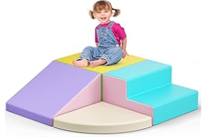 STYPLZ Blocchi da arrampicata 4p bianchi per neonati, blocchi da arrampicata per neonati, rivestimento in PU antigraffio, facile da pulire, cerniera nascosta, schiuma altamente elastica, set da gioco morbido