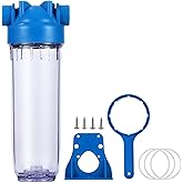 Geekpure 10" Clear Whole House Filter Housing - 3/4" BSP Brass Port - Fits | 3/4" BSP brass connector, suitable for 2.5" x 10