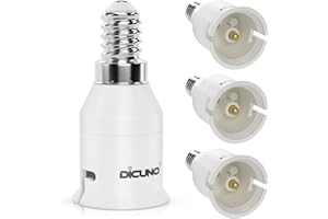 DiCUNO E14 to B22 Socket Converter, Screw to Bayonet Adapter, Small Screw/SES to Bayonet/BC Converter, 0-250v, 165℃ Heat Resistant. (4 Packs)