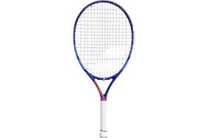 Babolat, Raquette de Tennis Modèle Drive Junior, TU, Bleu/Rouge, Légère, Grip Conçu pour Petites Mains, Plan de Cordage 16x19 Ouvert 16x17, en Graphite et Aluminium, Idéale pour Enfants 125-135 cm