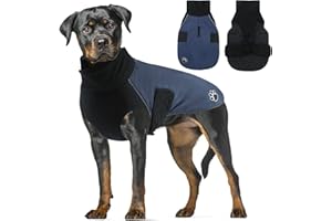 ALAGIRLS Zimowy płaszcz dla psa, wodoodporny, kurtka śnieżna z golfem dla psa, na zimną pogodę, ciepłe, dwustronne ubrania dla średnich psów, kolor granatowy, XL