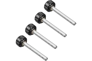 CoCud Moleté Serrage Boutons, M5 x 40mm Mâle Filetage 16mm Tête, Thermoset Plastique Pouce Vis Poignée Boulon Boutons Noir - (Applications: pour Tour Machines), 4 Pièces