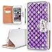 Price comparison product image WE LOVE CASE iPhone 6 6S Plus Wallet Case , Synthetic Leather Stand Flip Slots Magnetic Design Cute Cover , Premium Card Holder Diamante Shiny Sparkly Soft Silicone Cover Inside Removable Protective Case for iPhone 6 Plus iPhone 6S Plus - Purple
