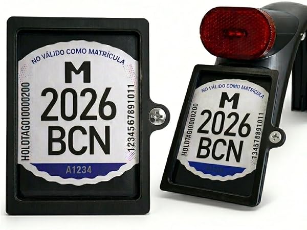 Portamatrícula para Patinete Eléctrico VMP con Tornillo de Seguridad, Soporte de Placa Identificativa para Guardabarros con Fijación por Tornillos o Adhesivo, Protector Transparente - 1