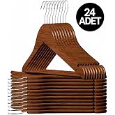 Hausgarten 24 Adet Ahşap G&ouml;r&uuml;n&uuml;ml&uuml; Plastik Kahverengi Elbise Askı