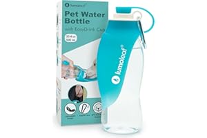 LumoLeaf Gourde pour Chien – Distributeur d’Eau Portable avec Gamelle Feuille Pliable – Bouteille de Voyage Légère pour Petits et Moyens Chiens, 590 ML