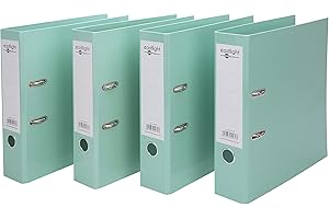 PLASTOREG Eastlight A4 Pastel Premium Lever Arch File Green, Pack of 4