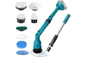 LOTTSALL Elektrische Reinigungsbürste Haushalt mit 8 Austauschbaren Bohrbürstenköpfen, Akku-Spin Rotierende, Große Leistung mit 2 Einstellbaren Geschwindigkeiten, Duschreiniger Bürste für Badezimmer