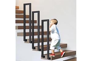 LIJYITF Balustrada schodów w kształcie litery U, do wnętrz, na zewnątrz, poręcz schodów w kształcie litery U, poręcz schodowa na balkon, do korytarza, mieszkania, willi (L, czarna, 120 cm)