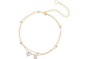 Mikovivi Bracelet Cheville pour Femme, Ajustable Cour et Lettre Étanche Doré Bracelet Cheville Initiale Idéal pour l'Été la Plage Chaîne Pied Alphabet Superposé Décorations et Cadeaux