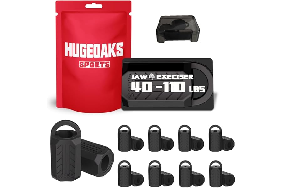 HUGEOAKS Jaw Trainer, 40-110 LBS, 8 Levels of Resistance, Silicone Jaw Training Pads, Powerful Jawline Trainer for Beginners, Intermediates and Experts, Slimming and Tones Your Face