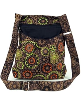 Guru-Shop Bestickte Ethno Schultertasche - Flieder, Herren/Damen, Baumwolle, 24x20x7 cm, Alternative Umhängetasche...