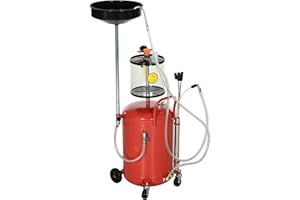 DURHAND Récupérateur d'huile de vidange d'huile usagée Portable 2-en-1, équipé de Roues, Hauteur réglable et vidangeur d'huile pneumatique de 80 L, Rouge