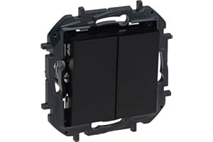 LEGRAND Interruptor o Conmutador Doble componible 10AX para instalación empotrada, Gama Niloé Step, Color Antracita, 398228B