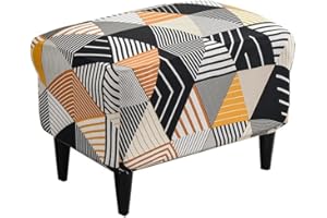 Highdi Copri Pouf Rettangolare Elasticizzato, Spandex Copertura Dell'Ottomano Stampa Elegante Copri Poggiapiedi Poltrona per Soggiorno, Morbido Lavabile Fodere per Sgabello (Geometria colorata)