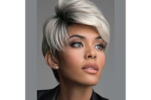 Becus Parrucca Bionda Candeggina per Donna Parrucca Bionda Bianca Corta Taglio Pixie Parrucca Diritta Parte Libera Frangia Capelli per Donna Parrucca di Ricambio da Indossare Tutti i Giorni