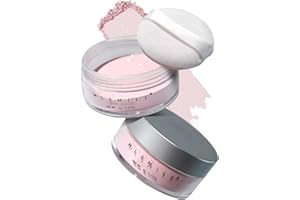 NEW IRVEN Pink Translucent Setting Powder, Shimmer Setting Powder Waterproof Oil Control Tone-up Face Powder Highlighter Makeup Finishing Long-Lasting Loose Shimmer Powder for All Skin Types